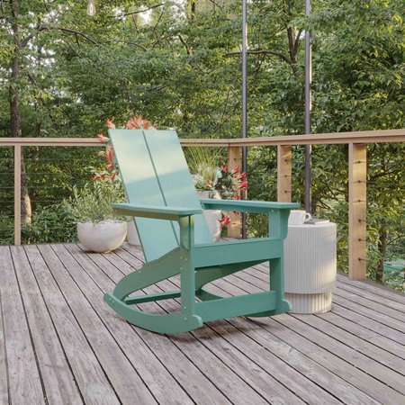 FLASH FURNITURE Sea Foam Poly Resin Adirondack Rocking Chair JJ-C14709-SFM-GG